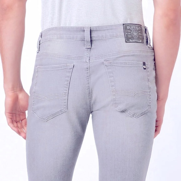 Light Gray Mens Slim Straight Stretch Jeans - Picture 3 of 10